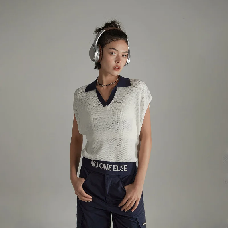Lowest Rates V-Neck Eyelet Knit Vest