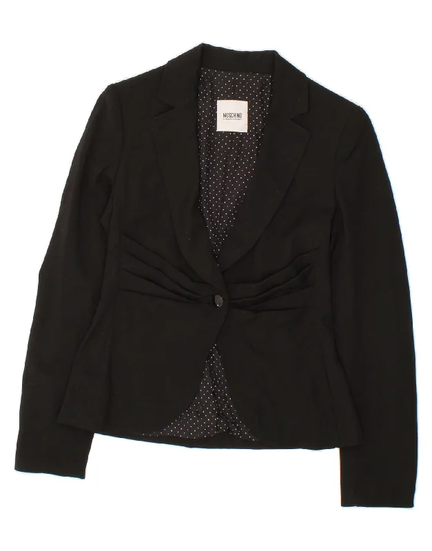 Weekend Deals That Dazzle MOSCHINO Womens 1 Button Blazer Jacket UK 6 XS Black Virgin Wool