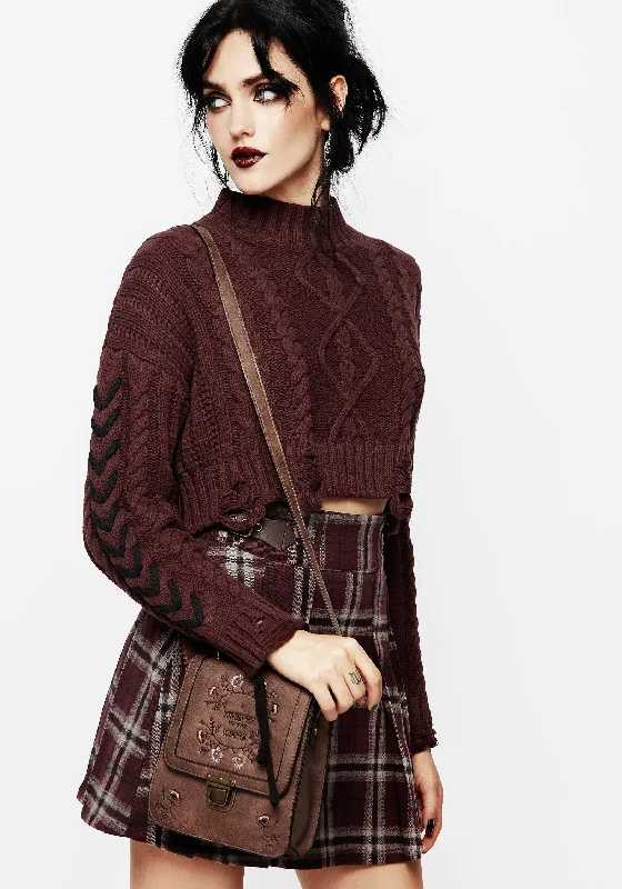 Shop and Save Skulk Distressed Cable Knit Crop Jumper