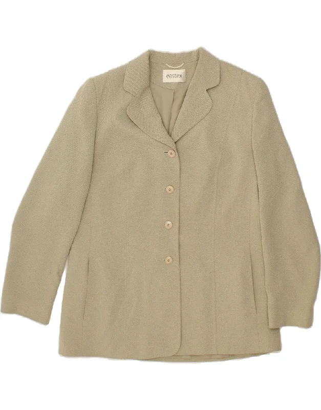 Instant Savings EASTEX Womens 4 Button Blazer Jacket UK 16 Large Beige Polyester