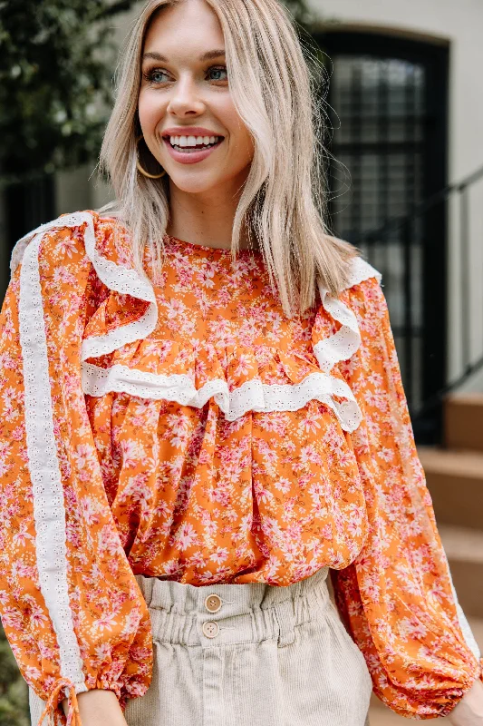 Best Seller This One's For You Orange Floral Blouse