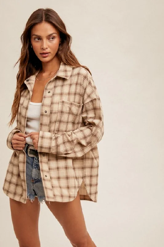 Price Cut Plaid Corduroy Button-down Shirt