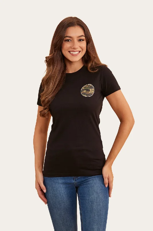 Cash Savings Signature Bull Womens Classic Fit T-Shirt - Black/Camo