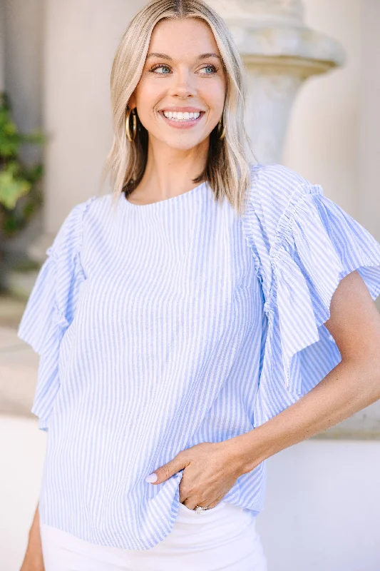 Fantastic Offers No Secrets Sky Blue Striped Top