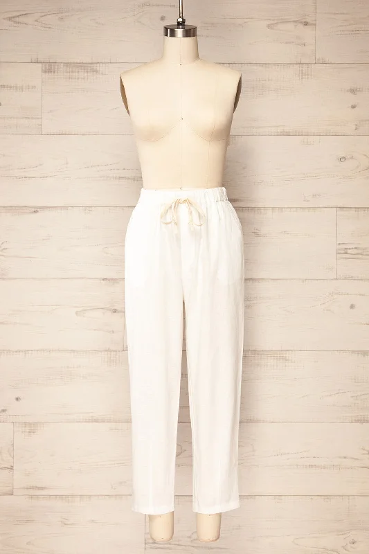 Super Sale Trincao White | Linen Pants with Drawstrings
