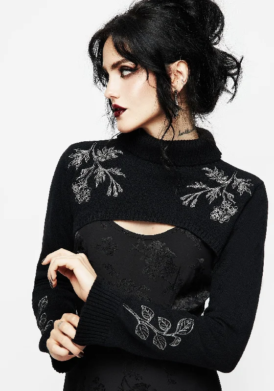 Unbeatable Prices Amalthea Embroidered Roll Neck Extreme Crop Jumper