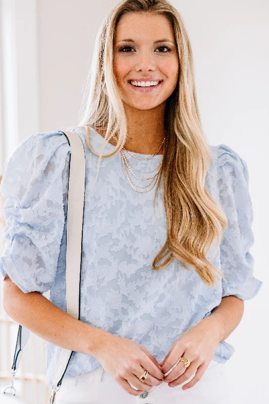 Year-End Clearance Continued Perfection Blue Lace Blouse