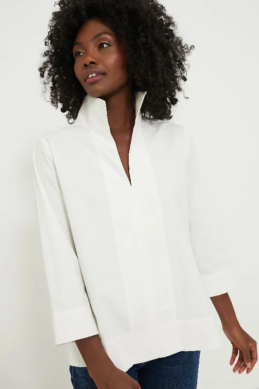 Weekend Bargains Just for You White Sullivan Stand Collar Blouse