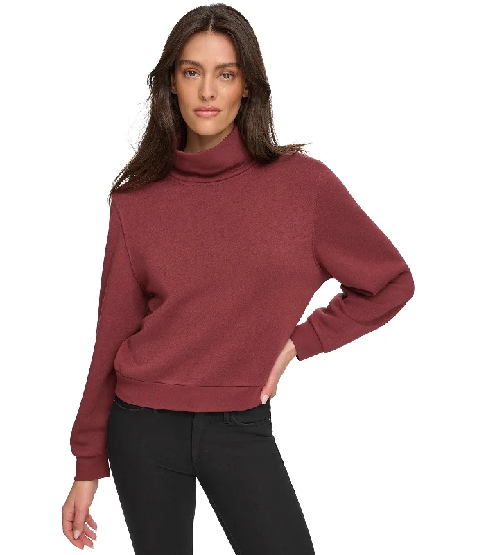 Major Savings Fleece Turtleneck Pullover with Balloon Sleeve