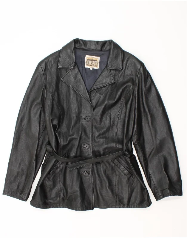Weekend-Only Price Drops ANTICA PELLERIA Womens Leather Jacket UK 18 XL Black Leather