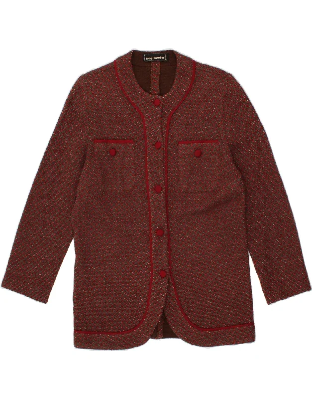 Incredible Offers VINTAGE Womens 5 Button Blazer Jacket UK 14 Medium Maroon Chevron