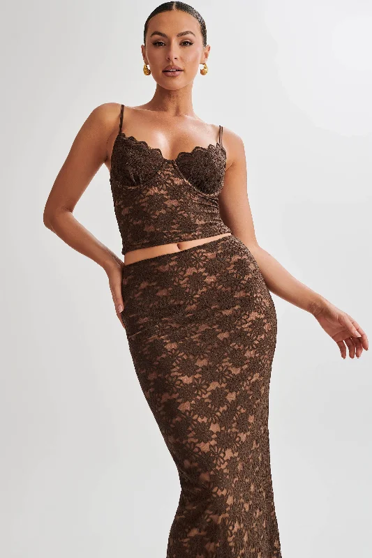 Weekend Specials to Savor Joey Lace Corset Top - Chocolate