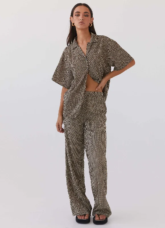 Big Discounts Bruno Wide Leg Pants - Brown Geo