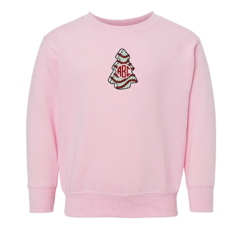 Final Markdown Toddler Monogrammed 'Christmas Tree Zebra Cake' Crewneck Sweatshirt