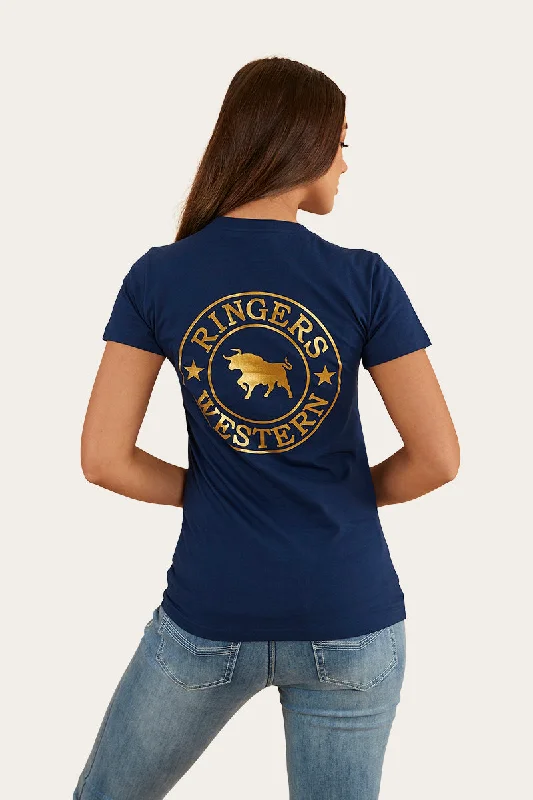 Low Cost Signature Bull Womens Classic Fit T-Shirt - Navy/Gold
