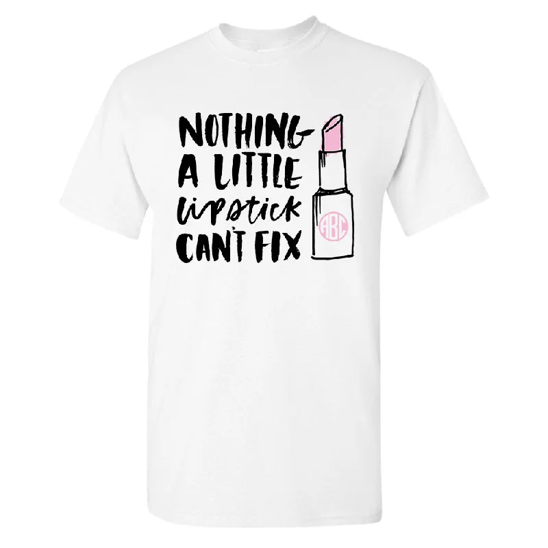 Weekend Specials to Relish Monogrammed 'Nothing A Little Lipstick Can't Fix' Basic T-Shirt