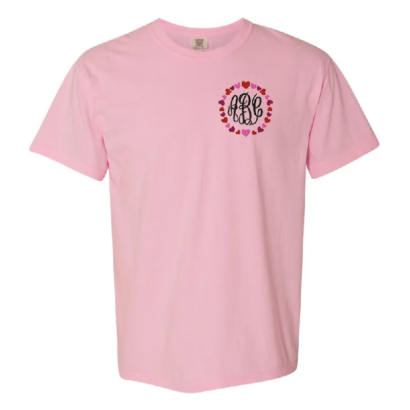 Final Clearance Monogrammed 'Heart Border' Comfort Colors T-Shirt