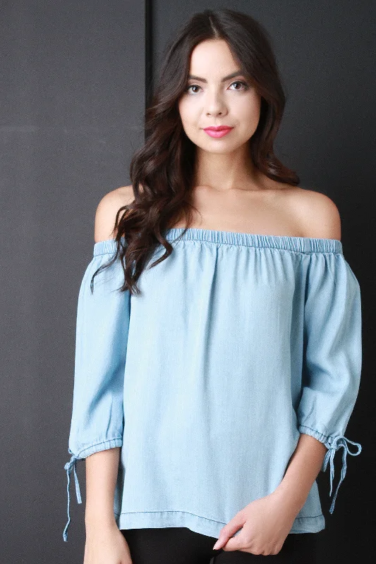 Price Blitz Off The Shoulder Tied Sleeve Top
