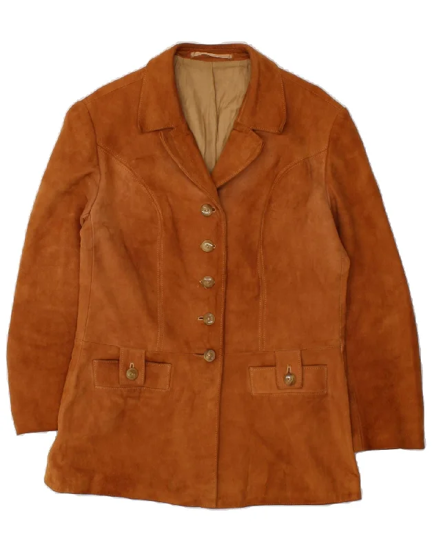Daily Deals VINTAGE Womens Suede Jacket IT 44 Medium Brown