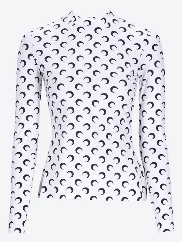 Early Bird Moon printed highneck top