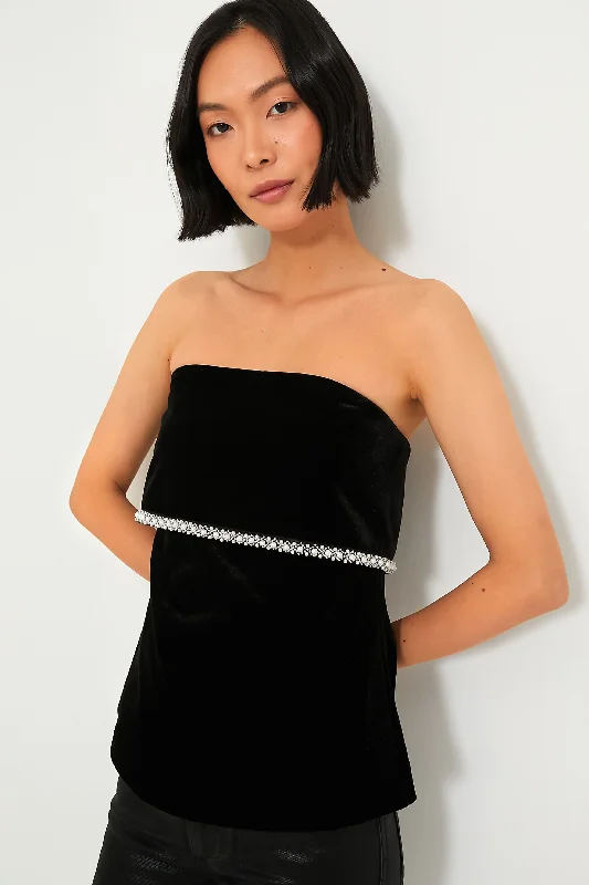 YEAR-End Sale Velvet & Pearl Trim Strapless Valerie Top