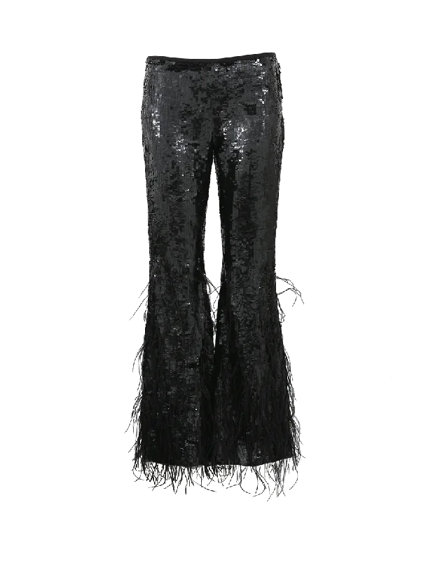 Weekend Discounts to Delight Sequined Ostrich Feather Pant