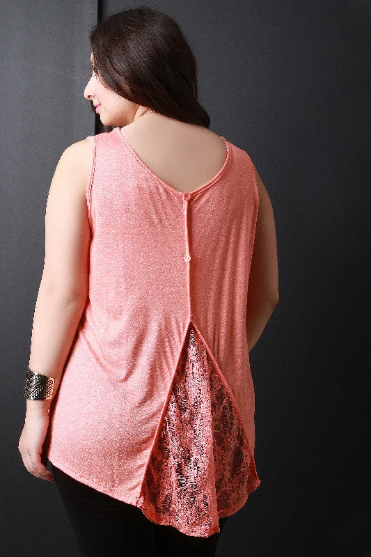 Deal Explosion Lace Button Up Back Sleeveless Top