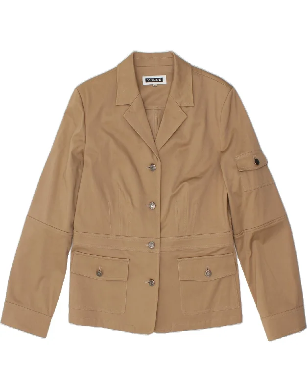 Lowest Price VOGUE Womens 4 Button Blazer Jacket UK 14 Large Beige Cotton