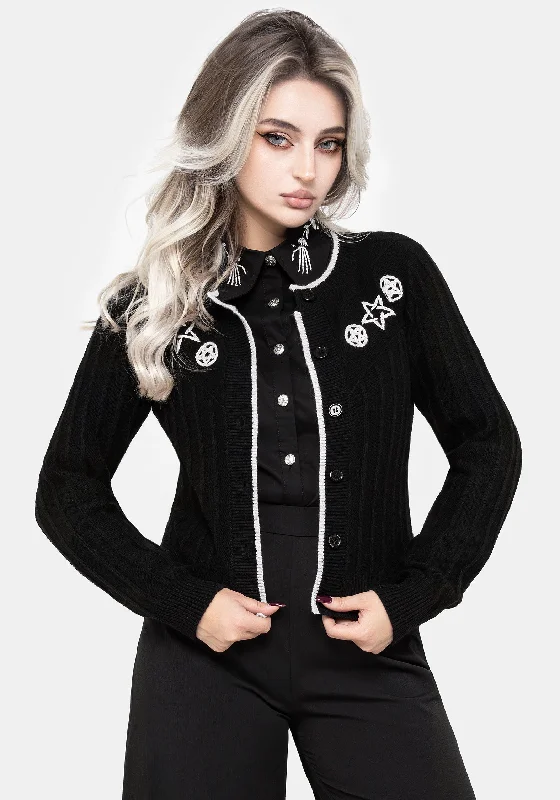 New Deals Pentagram Embroidered Cardigan