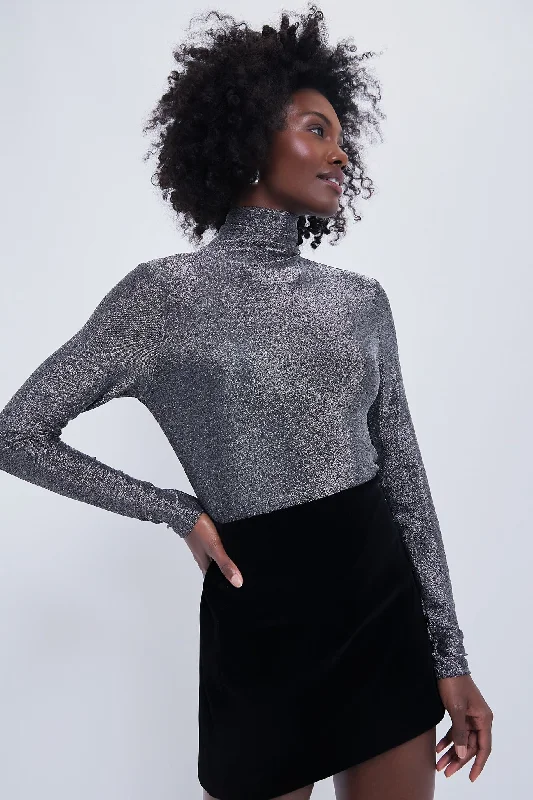 Deep Savings Silver Metallic Ellory Turtleneck
