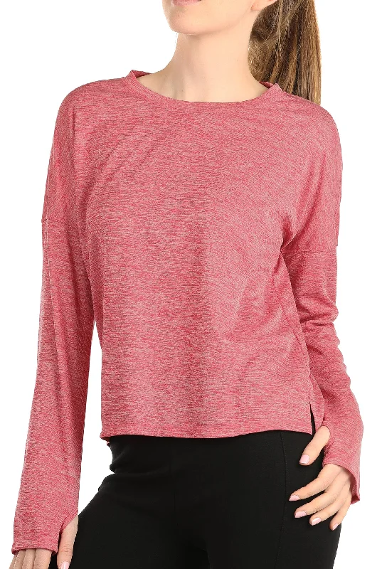 Weekend Offers That Delight icyzone Workout Shirts for Women - Athletic Pullover Running Tops Casual Long Sleeve T Shirts with Thumb Holes