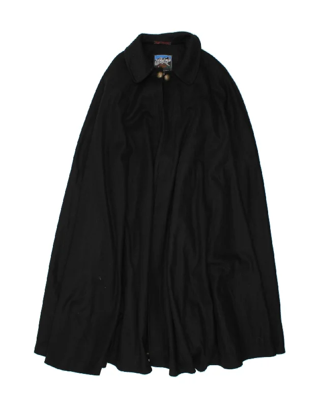Time-Limited Offer VINTAGE Womens Poncho Coat One Size Black Wool