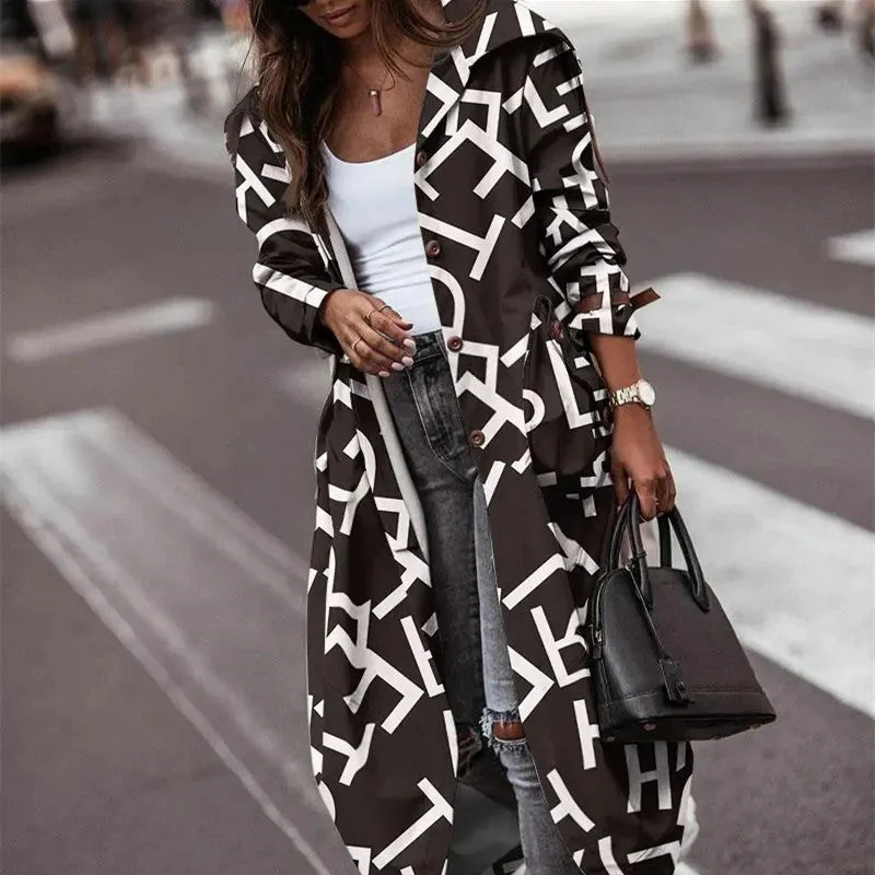 Loyalty Reward Fashion Personality Casual Lapel Mid-length Trench Coat Women