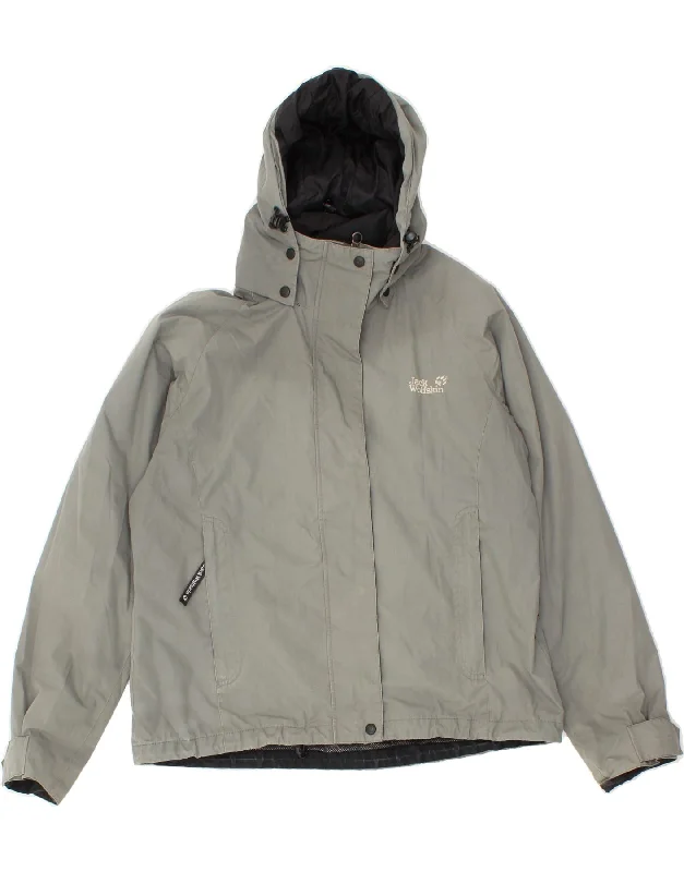 Flash Sale JACK WOLFSKIN Womens Hooded Windbreaker Jacket UK 18 XL Grey Polyester