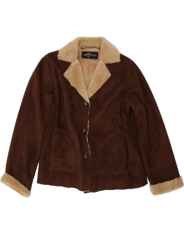 Unwind with Weekend Discounts LEE VALLEY Womens Sherpa Jacket UK 16 Large Brown Polyester