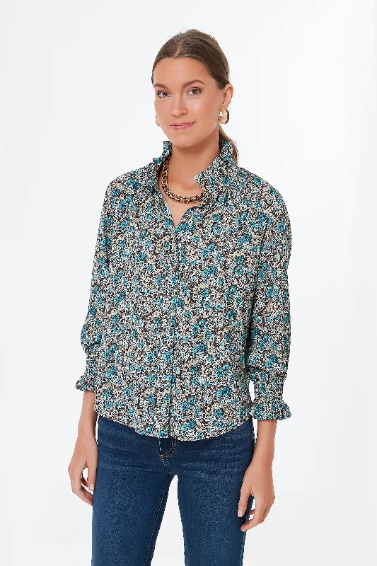 Online Exclusive Robin's Egg Floral Schuyler Blouse