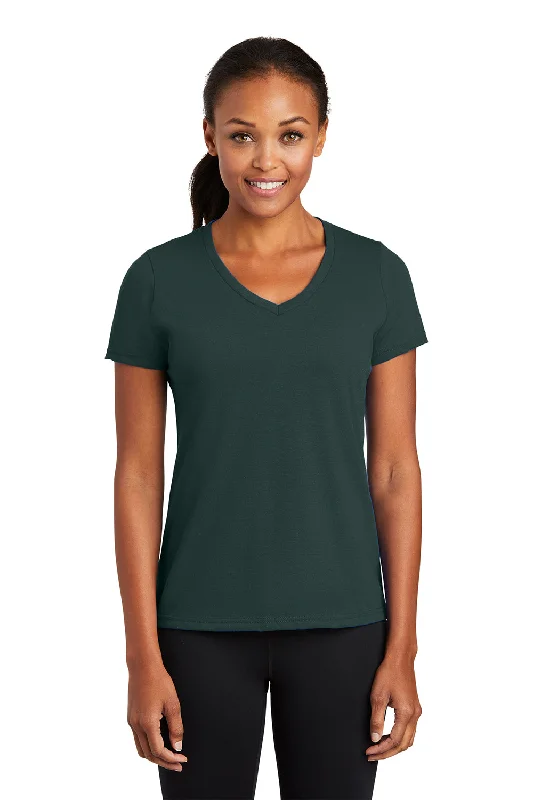 Limited Availability Port & Company Womens Dry Zone Performance Moisture Wicking Short Sleeve V-Neck T-Shirt - Dark Green Limited Availability Port & Company Womens Dry Zone Performance Moisture Wicking Short Sleeve V-Neck T-Shirt - Dark Green