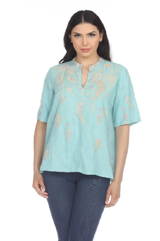 Can't Beat Johnny Was JWLA Sidra Easy Linen V-Neck Top Boho Chic J12121