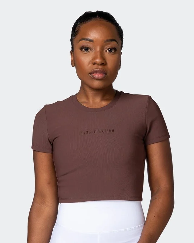Weekend Discounts to Love Off Duty Rib Cropped Tee - Coffee