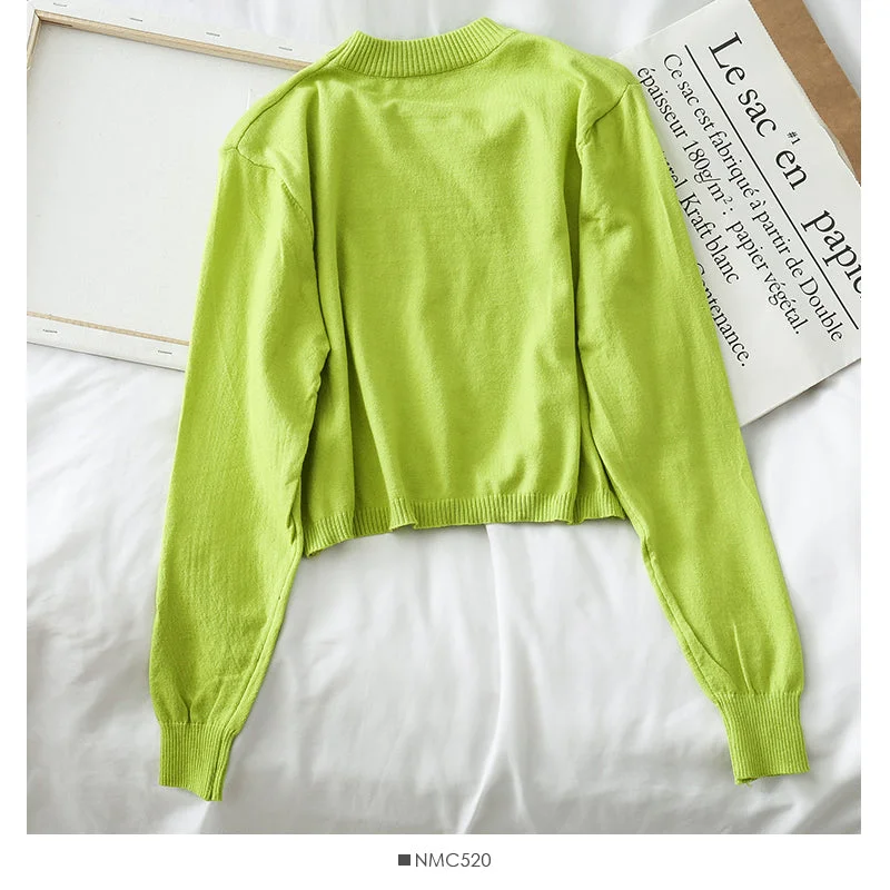Weekend Special Candy color crew neck Pullover Sweater solid color versatile  1761