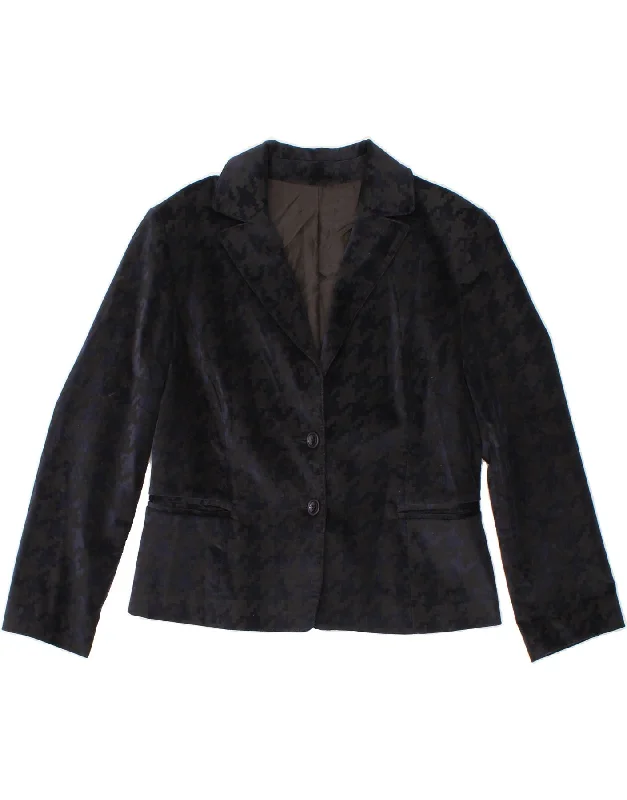 Markdowns VINTAGE Womens 2 Button Blazer Jacket IT 52 2XL Navy Blue Geometric