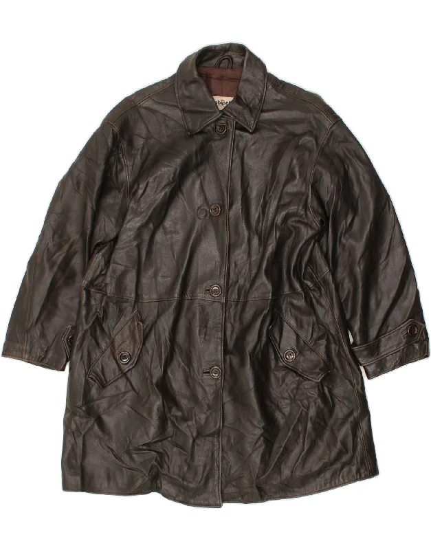 Epic Value CONBIPEL Womens Leather Coat UK 16 Large Brown Leather