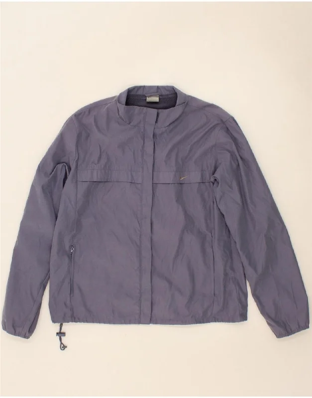 Midnight Madness NIKE Womens Bomber Jacket UK 10/12 Medium Purple Polyester