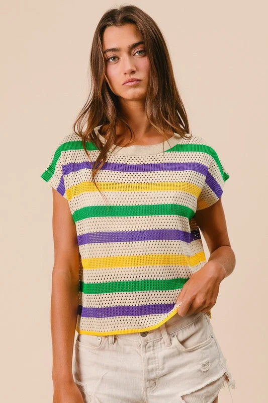 Closeout MG Stripes Dolamn Knit Top