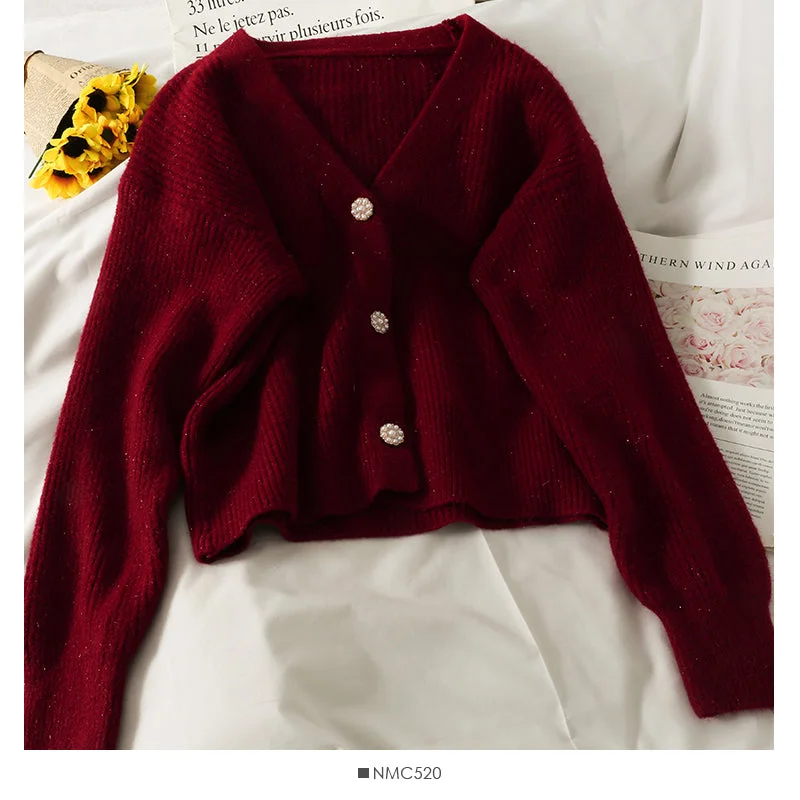 Loyalty Reward Han Fan loose and thin three button single breasted cardigan sweater  1784