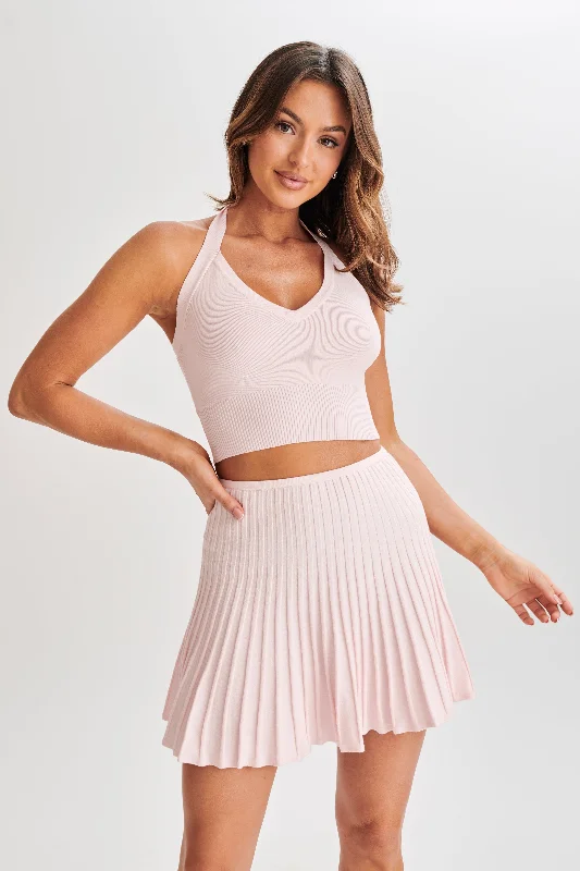 Quick Sale Wendy Halter Knit Top - Fairy Floss Pink