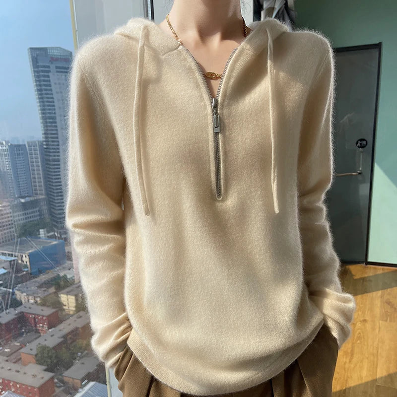 Today Only Women Merino Wool Pullover Autumn Long Sleeve Cashmere Knitted Hoodie Clothes Sweater