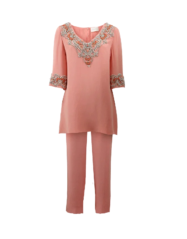 Big Deal Embroidered Tunic With Pajama Pant
