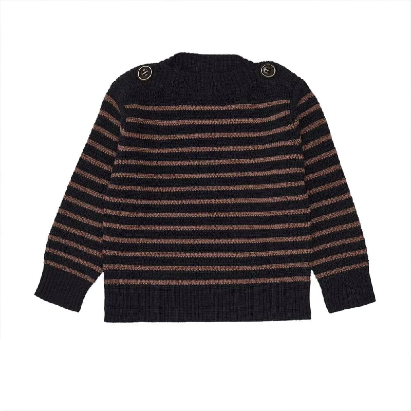 Make Your Weekend Count with Savings Baby Boatneck Sweater - Dark Navy/Nutmeg