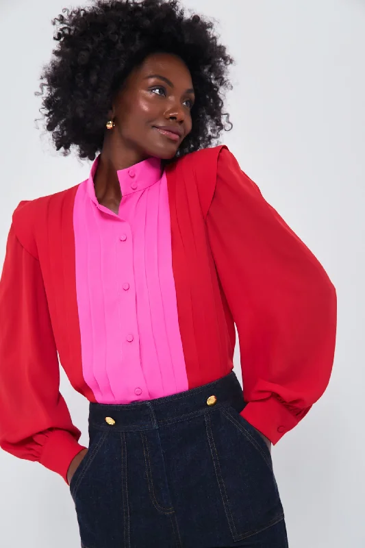 Overstock Clearance Scarlet and Hot Pink Grove Blouse